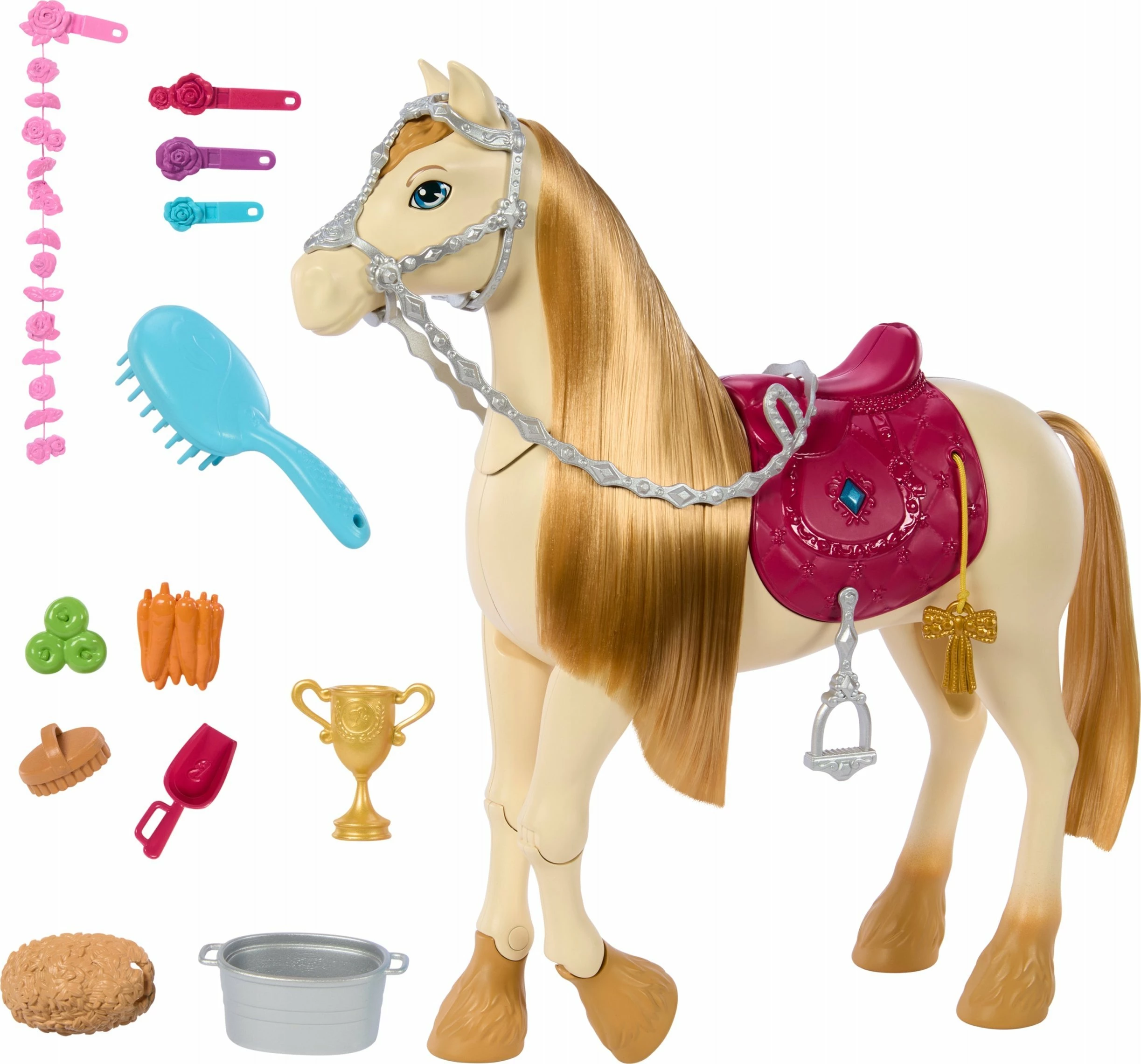 Kal interaktiv lodër Mattel Barbie Tornado HXJ42 me mbi 20 aktivizime tingulli, muzikë dhe aksesorë, rozë/krem