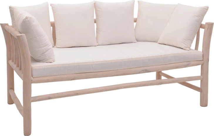 Divan dy-vendësh Dranjere ngjyrë natyrale dru tik me pëlhurë bezhë 167x80x71cm