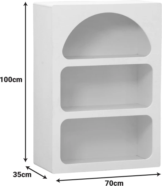 Raft librash Emersi, MDF, ngjyrë e bardhë, 70x35x100cm