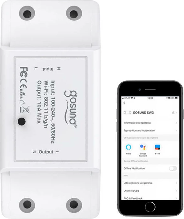 Switch smart Gosund SW3, WiFi, Tuya, i bardhë