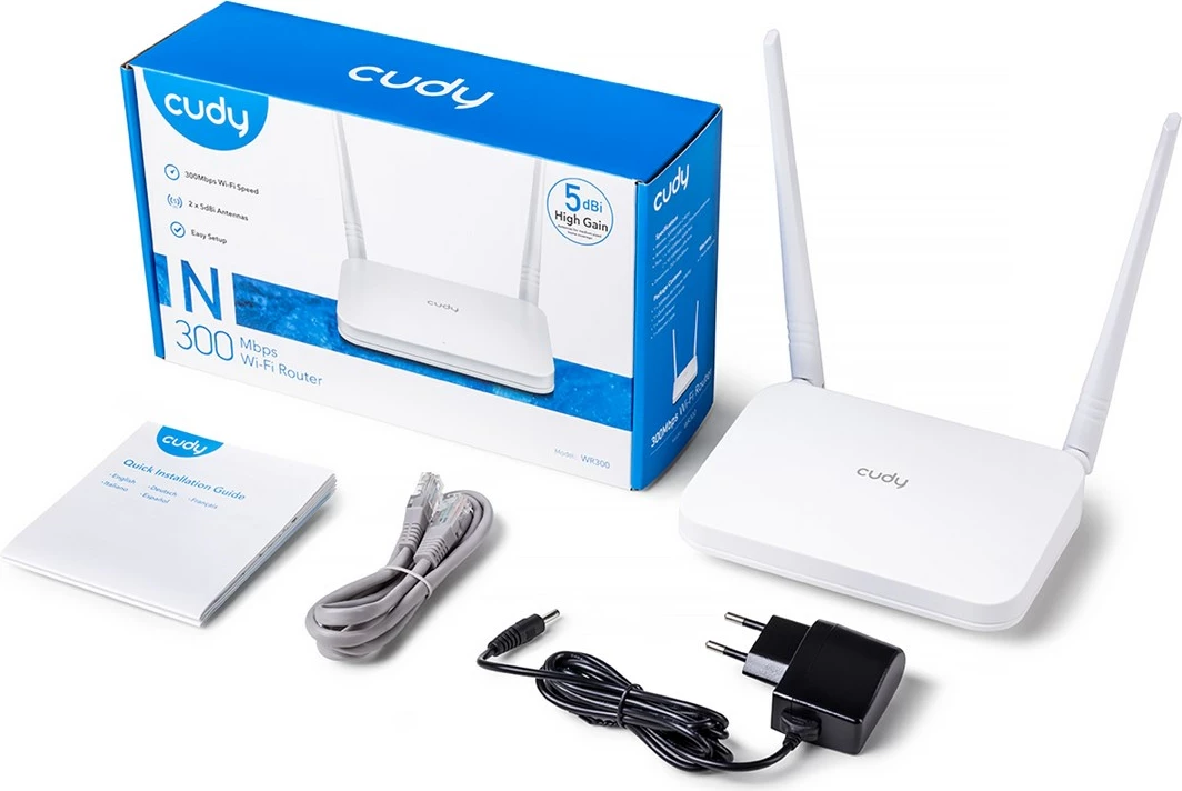 Router Cudy WR300, Wi-Fi 4, 300 Mbit/s, Bardhë