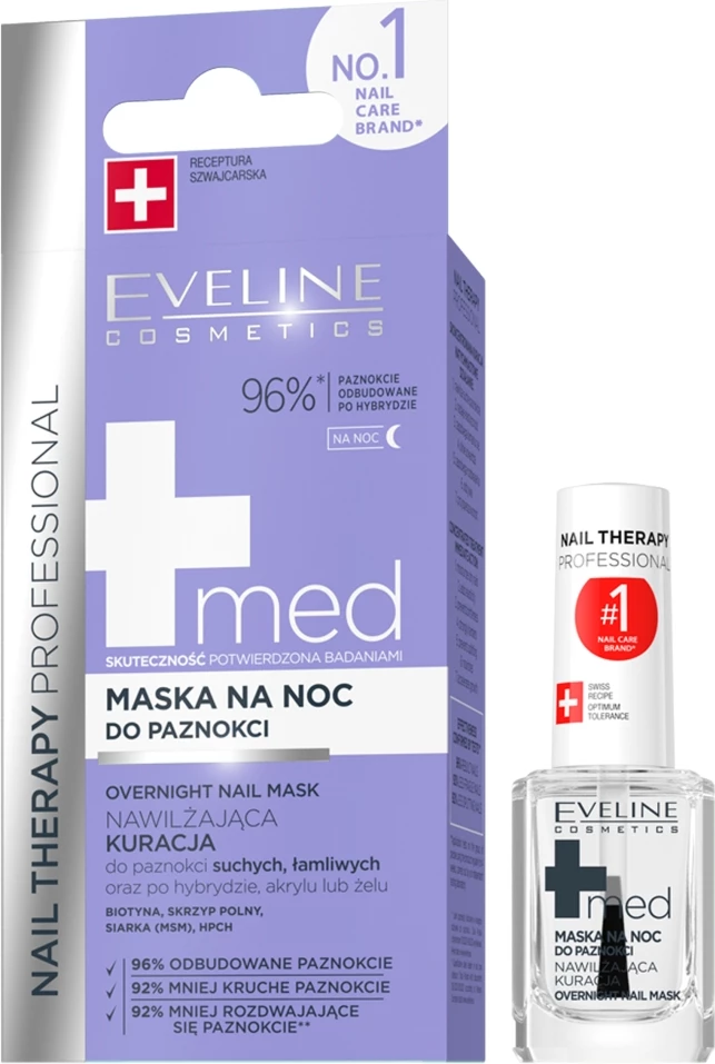 Maskë nate për thonj Eveline Cosmetics Nail Therapy Professional Med+ për femra 12ml