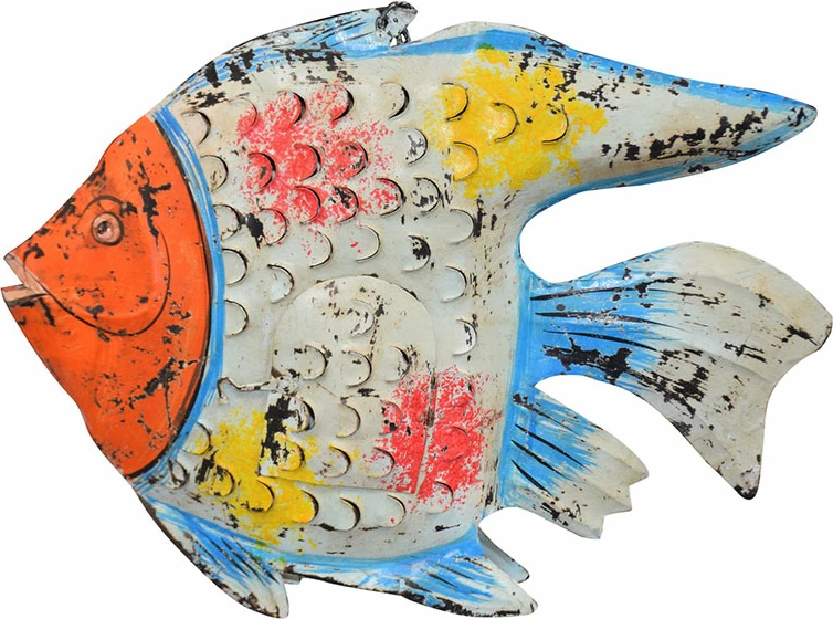 Dekor peshk metalik shumëngjyrësh, 61x8x46cm