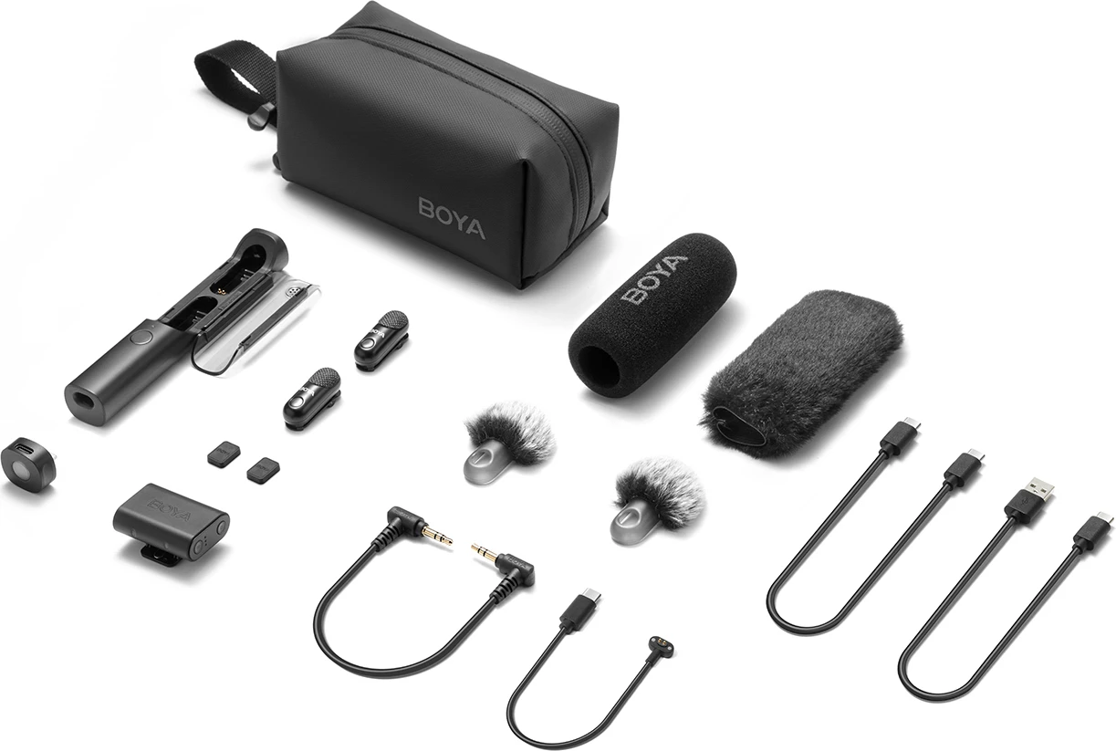 Mikrofon pa tela BOYA MAGIC-03 2.4GHz USB-C, set me 2 transmetues, i zi