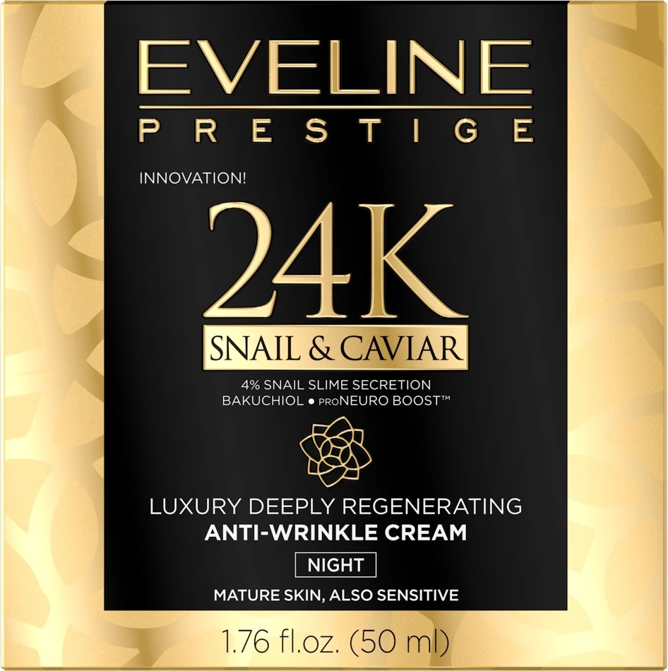 Krem nate anti-rrudha Eveline Cosmetics Prestige 24k Snail & Caviar për femra 50ml