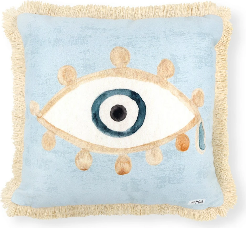 Jastëk Aberto Design, YST0406, blu, ari, bardhë, krem, 45x45cm