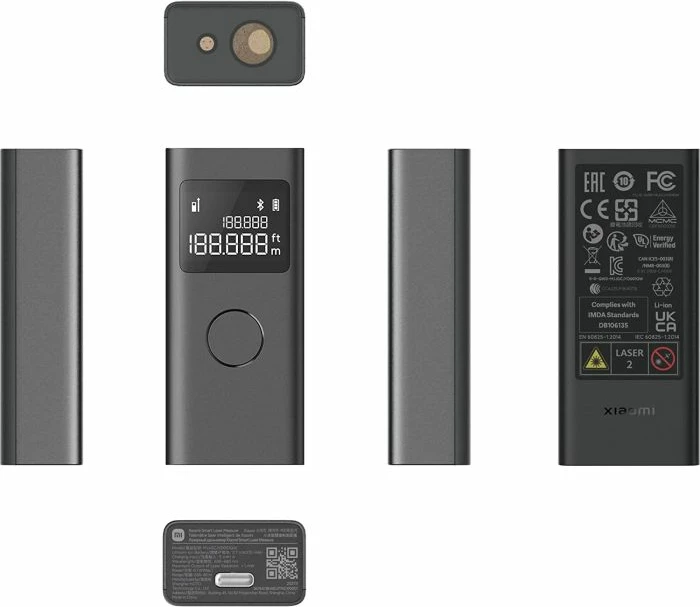 Metër distancash me lazer, Xiaomi Smart, 5cm-40m, saktësi ±3mm, Bluetooth, USB-C