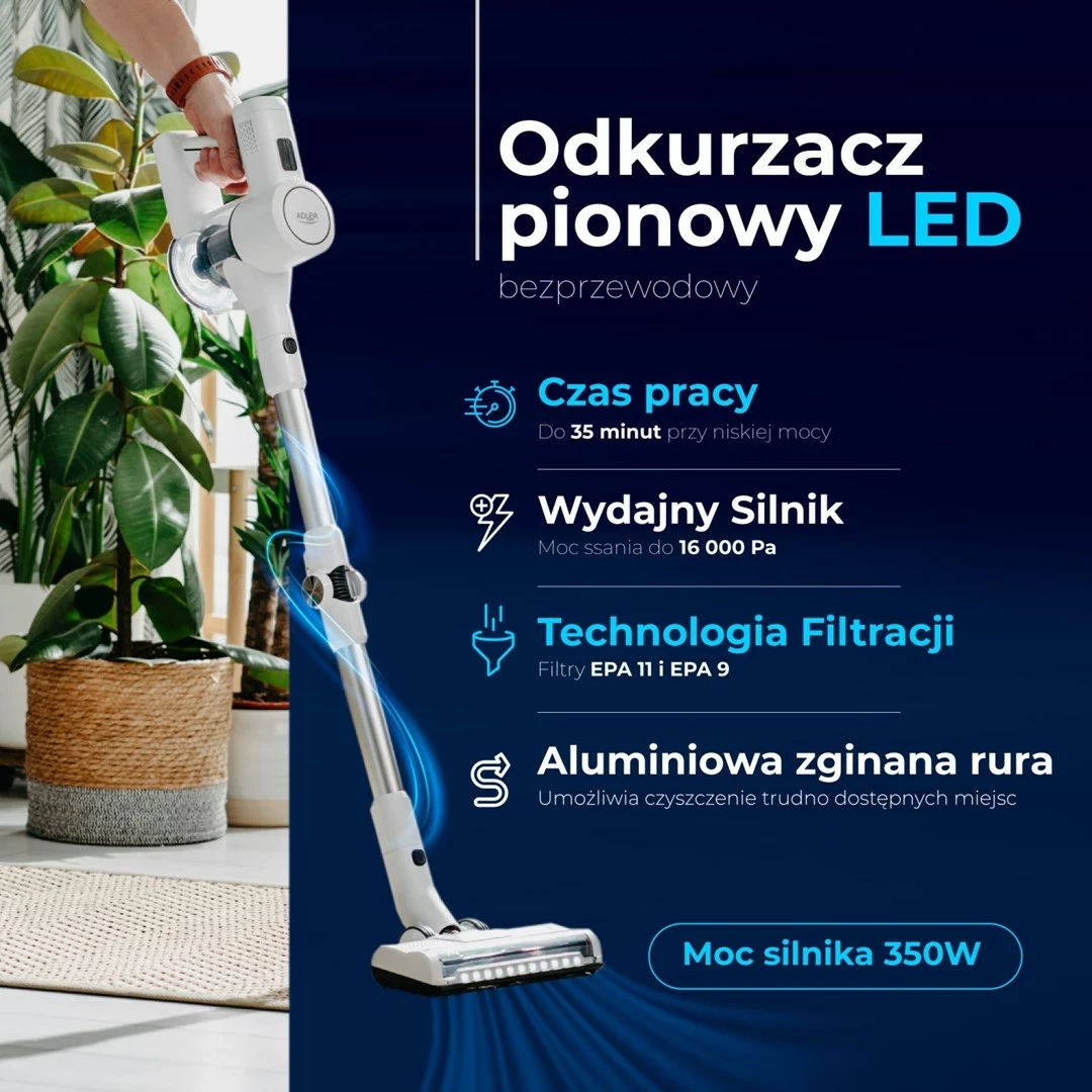 Fshesë elektrike Adler AD 7060, pa qese, e bardhë