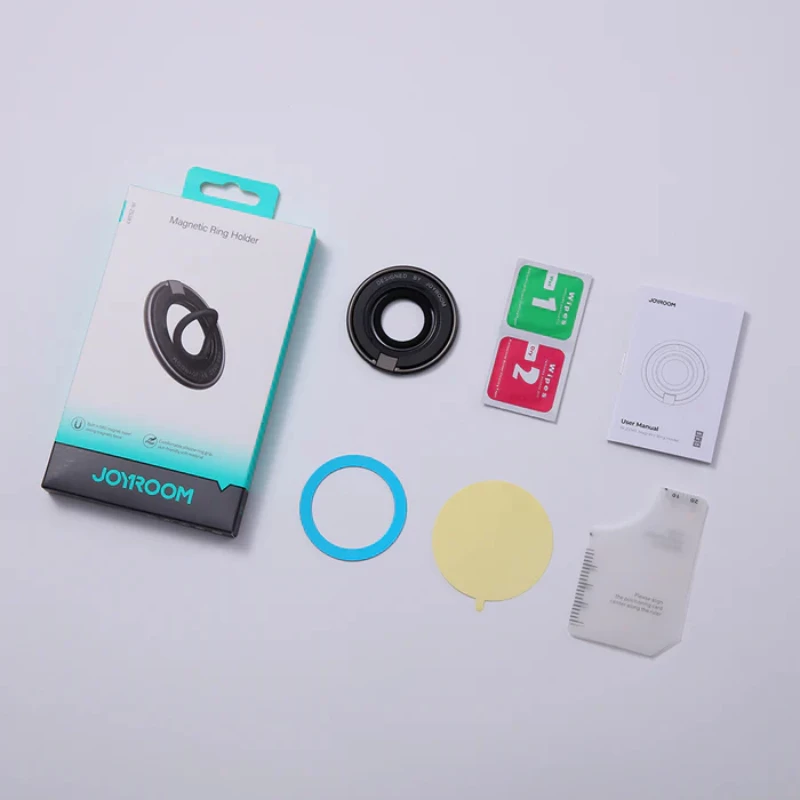 mbajtës magnetik MagSafe për celular Joyroom JR-ZS383, unazë gishtit, kompatibilitet iPhone 12–15 dhe telefona 4.7–7", shndërrohet në qëndrim, i zi