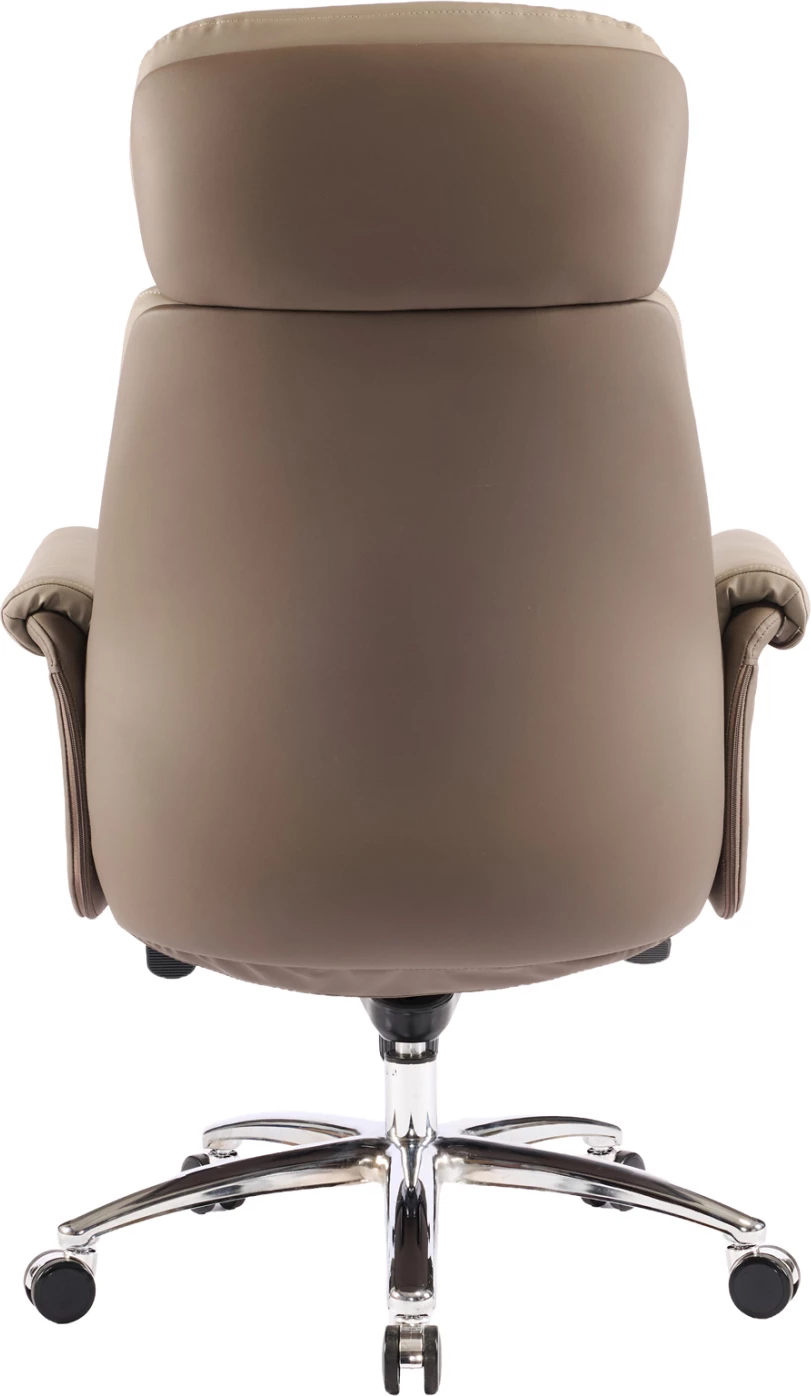 Karrige zyre ekzekutive TOMLIN, lëkurë PU bezhë-kafe, bazë e kromuar, 72x74x128cm