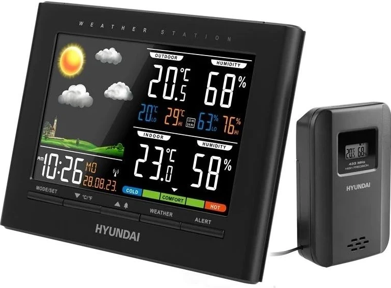 Stacioni i motit Hyundai WS4380, me ekran LCD dhe sensor të jashtëm pa tela