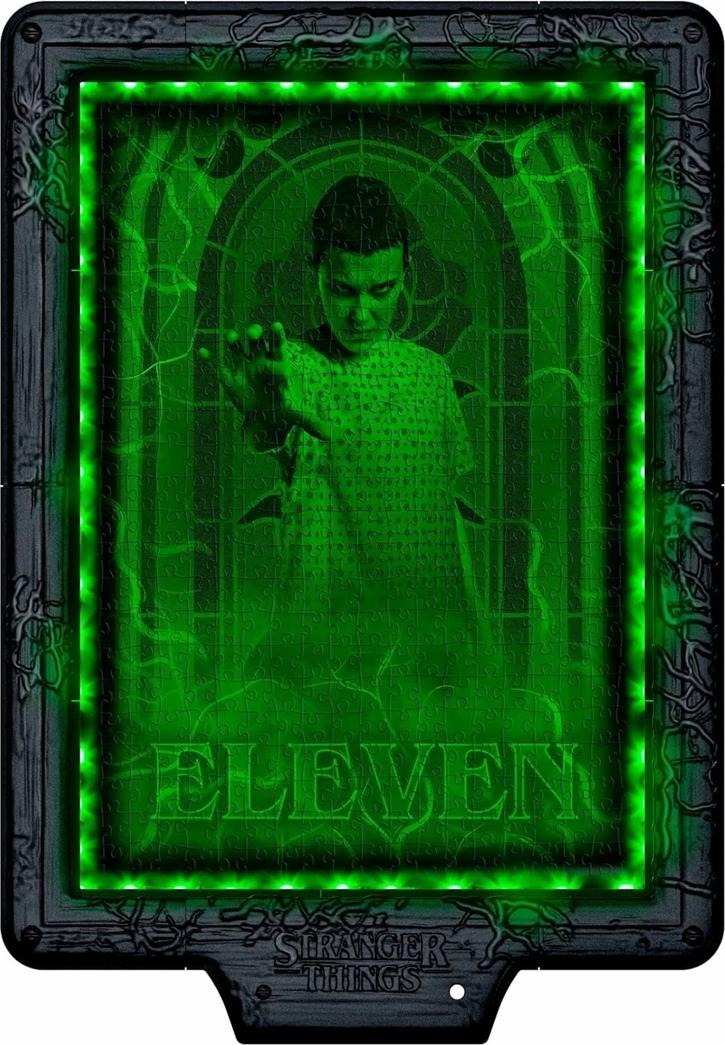 Puzzle Clementoni Metamorphic Art Collection Stranger Things Demogorgon 520 pjesë (35611), glow in the dark, me kornizë dhe RGB LED