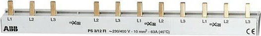 Shinë 3-fazore ABB PS3/12FI, 12 module, 63A, 230/400V, 10mm², e bardhë