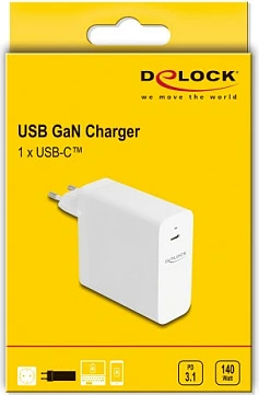 Karikues DeLOCK USB-C GaN PD 3.1 140W, i bardhë