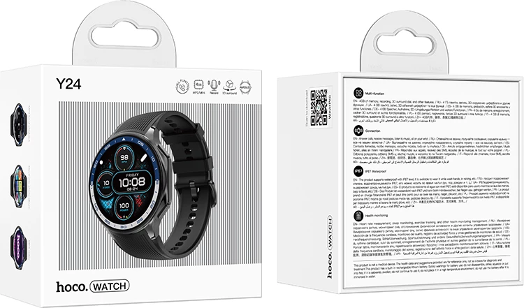 Smartwatch HOCO Y24 AMOLED 1.43\", thirrje Bluetooth, MP3/MP4, 4GB, i zi