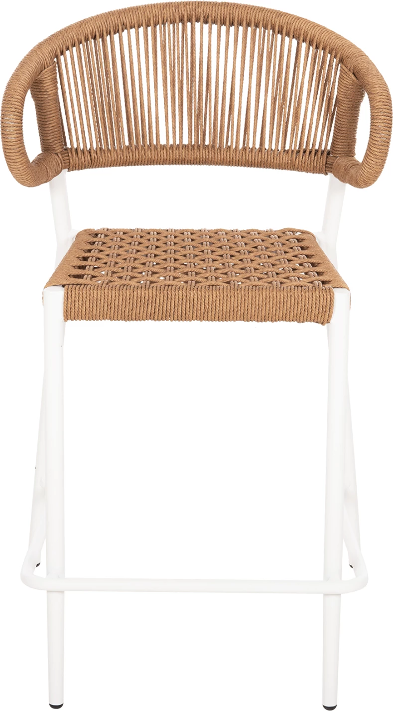 Karrige për bar, lartësi mesatare, EULO FH6087.02, alumin në të bardhë, ratan sintetik në bezhë, 60x60x99H cm