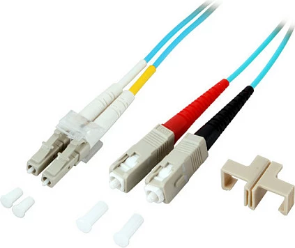 Kabllo patch fibra optike EFB Elektronik LC-SC OM3, 20 m, duplex, LSZH, turkeze