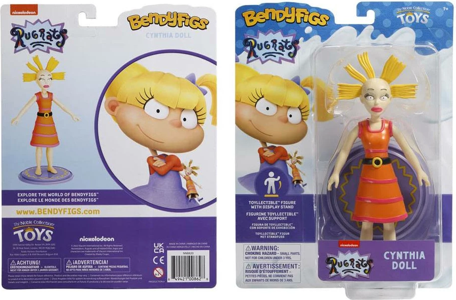 Figurinë e përkulshme Noble Collection BendyFigs Cynthia Doll 19 cm, portokalli, me bazë