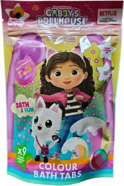 Tableta për banjo Gabby's Dollhouse Coloring Bath Additives për fëmijë, 9x16g