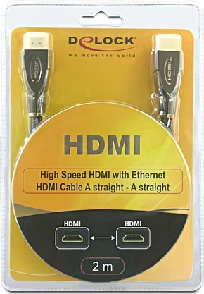 Kabl HDMI DeLOCK HDMI AM/AM, 2m, High Speed me Ethernet, 10.2 Gbit/s, i zi