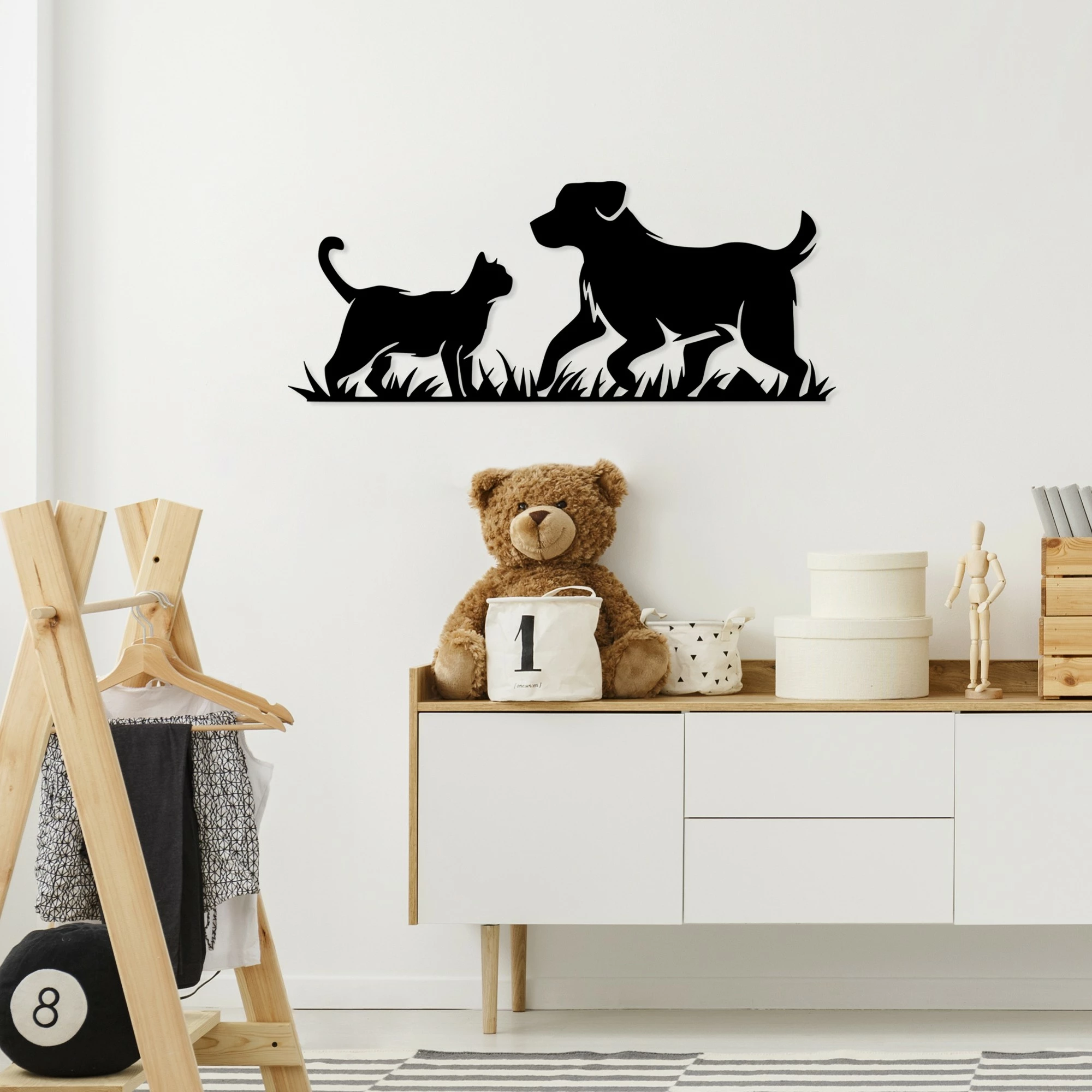 Aksesor dekorativ muri prej metali, Wallity, Best Friends, ngjyrë e zezë, 27x70cm