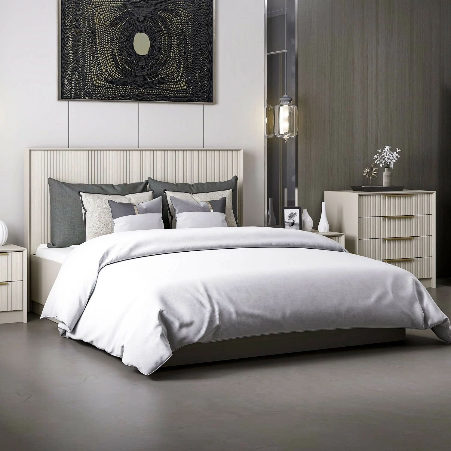 Baze dhe shtrat dopio me taban, Skye Decor, Kale 160x200, ngjyrë guri