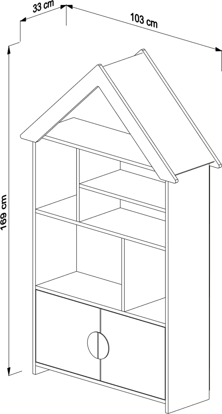 Raft librash për fëmijë, DREY, FH18229.01, melaminë, ngjyrë e bardhë, 103x33x169H cm
