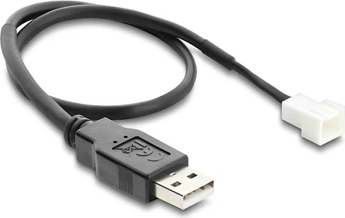 Kabllo adaptor DeLOCK USB-A 2.0 në 3-Pin ventilator, 30 cm, e zezë