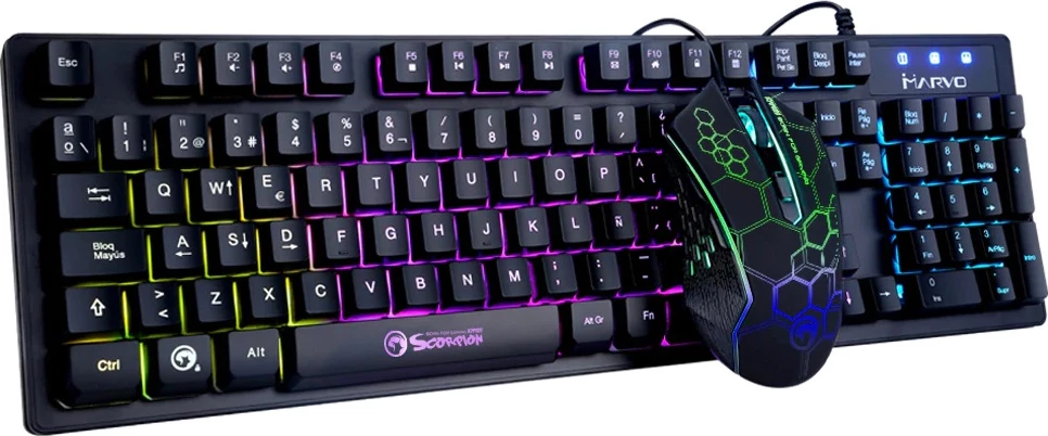 Set tastierë & Maus gaming me kabllo Marvo KM409, 104 taste, anti-ghosting 19 taste, 2400 DPI, RGB, 2n1