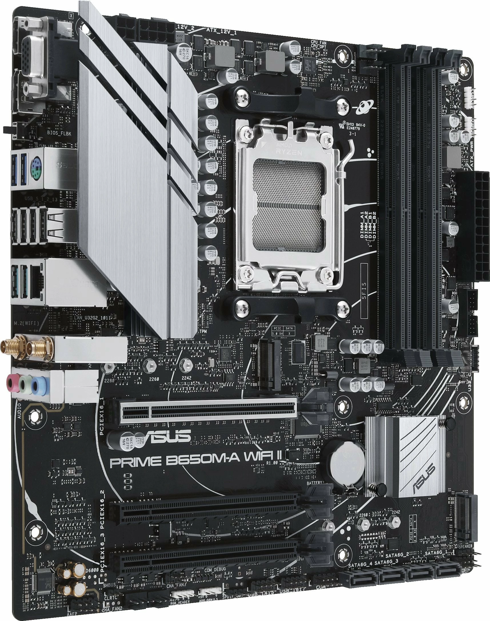 Pllakë amë Asus PRIME B650M-A WIFI II, Micro ATX, DDR5 deri 128GB, Wi‑Fi 6 + Bluetooth