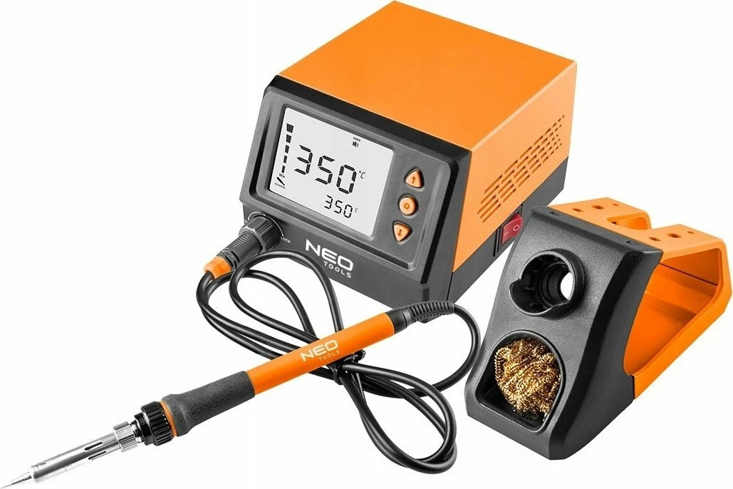 Stacion saldimi Neo Tools SL1 (19-200) 60W 180-480°C, portokalli/zi, set me mbajtëse
