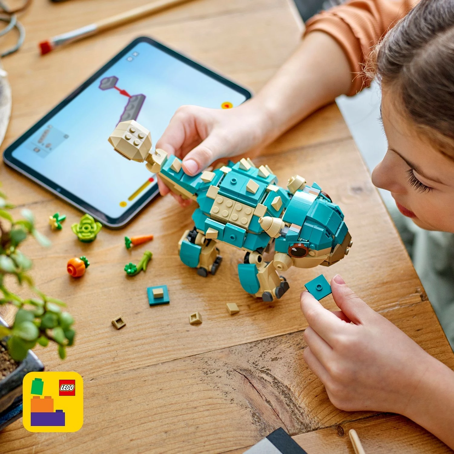 Set ndërtimi LEGO Jurassic World 76962 Baby Bumpy Ankylosaurus, shumëngjyrëshe