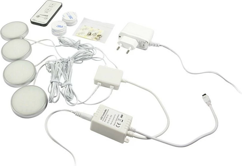 Set drita LED Synergy21 S21-LED-000705, 4 copë, 3250K warm white, me telekomandë, e bardhë