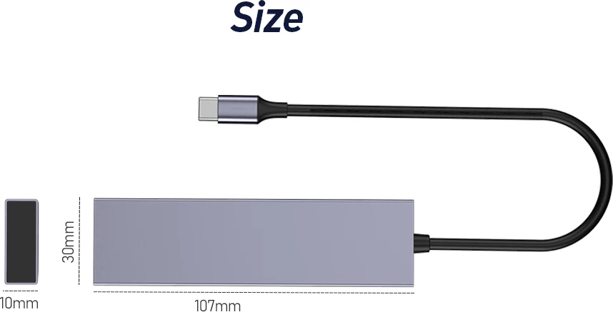 HUB Tech Time 4 IN 1 USB A3.1*2+Type-C*2 USB Hub Type-C 3.1 cable 0.23M