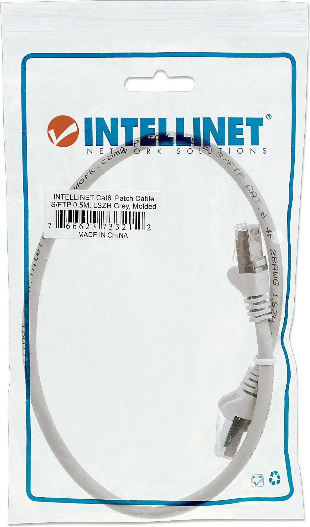 Kabllo rrjeti Intellinet Cat6 0.5m S/FTP RJ45, gri