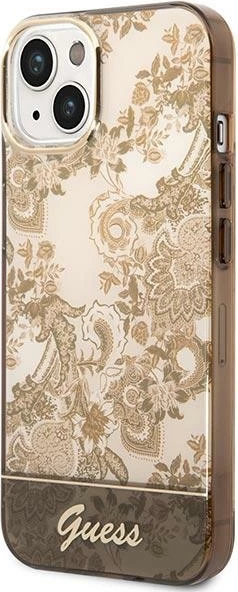 Mbështjellës Guess GUHCP14MHGPLHC për iPhone 14 Plus 6.7", Porcelain Collection, bezhë