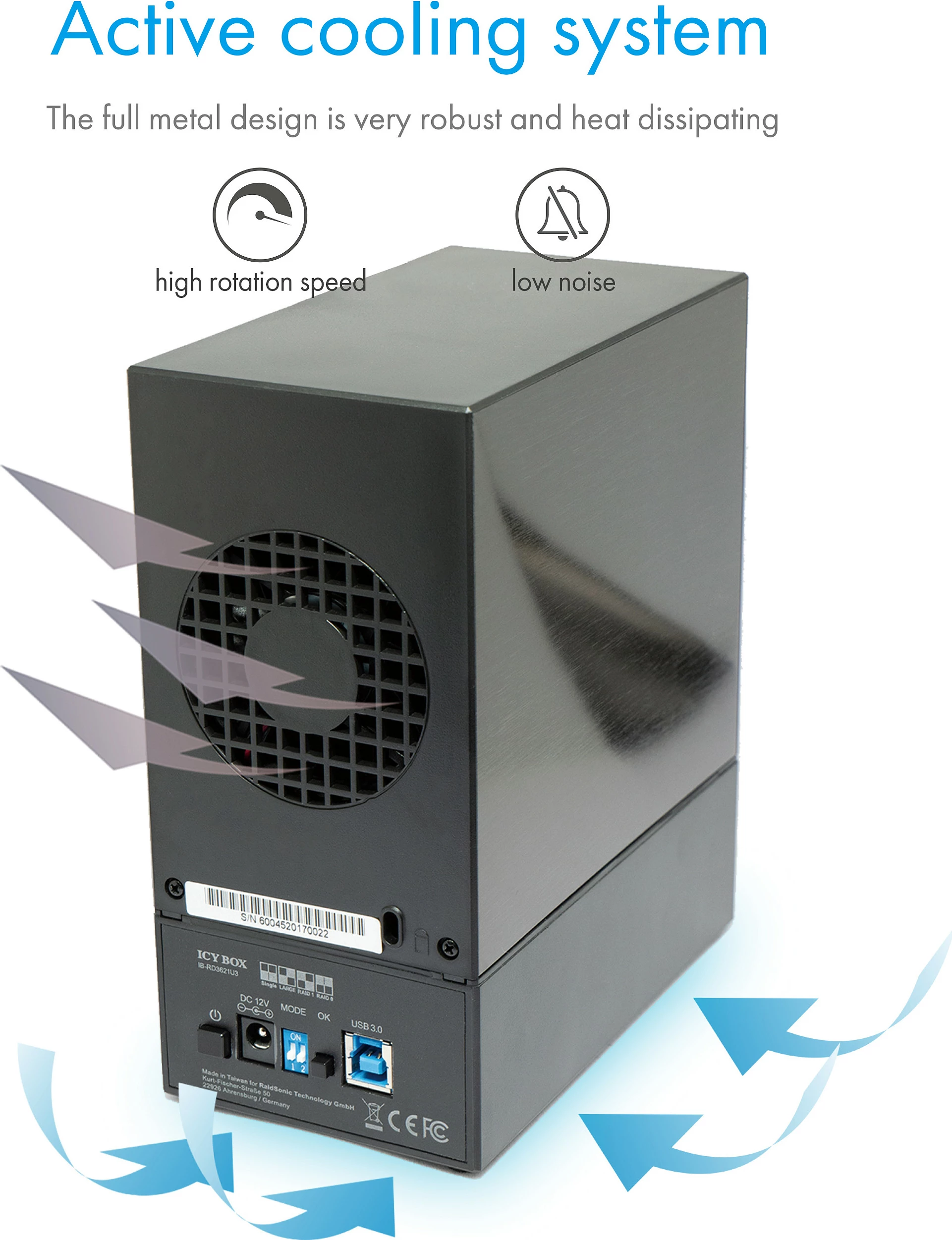 Kasë eksternale ICY BOX IB-RD3621U3, 2x3.5", USB 3.0, RAID, e zezë