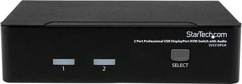 KVM Switch StarTech SV231DPUA, 2-Port DisplayPort, 4K, USB Hub, me Audio, i zi