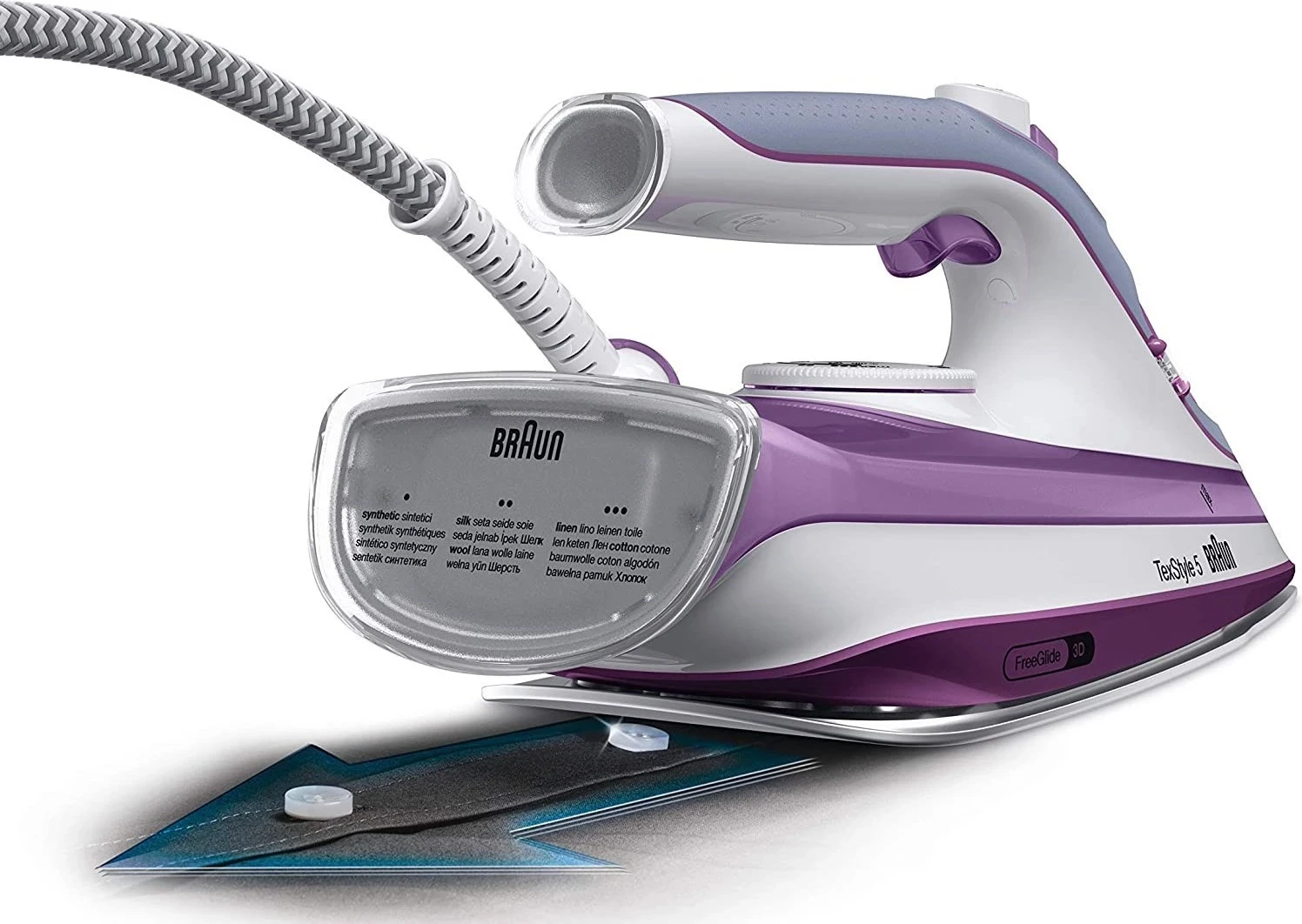 Hekur për hekurosje me avull Braun SI5037VI, 2700W, i vjollcë/bardhë