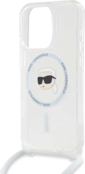 Mbështjellës Karl Lagerfeld Crossbody IML Karl Head MagSafe për iPhone 16 Pro, Transparent