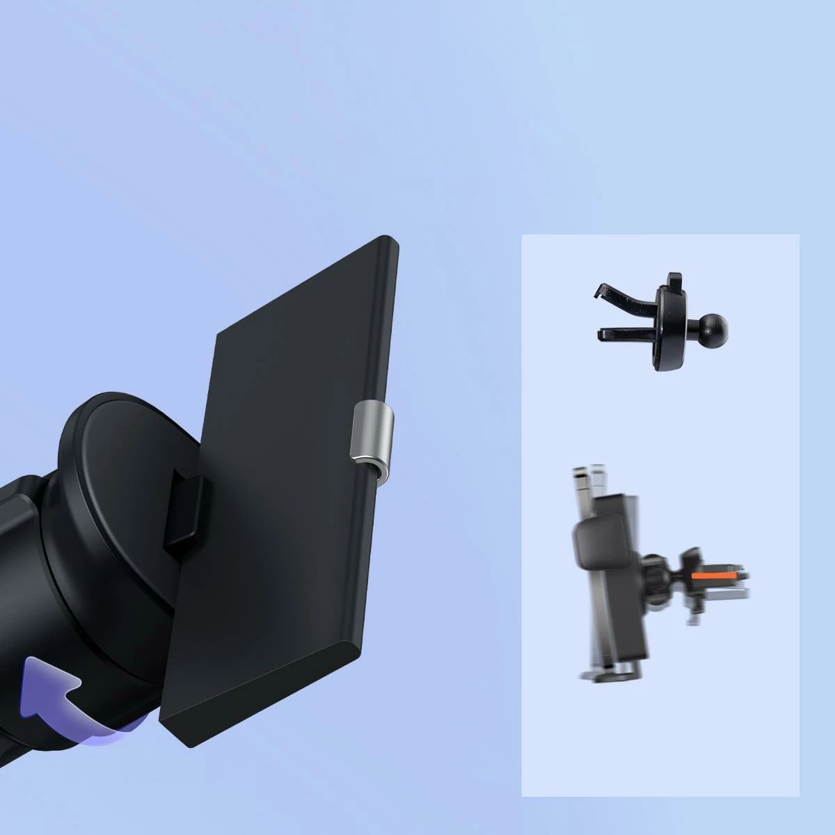 Mbajtës celulari për veturë Baseus Metal Age II SUJS000013, gravity, për grilë ventilimi, metal, gri e errët