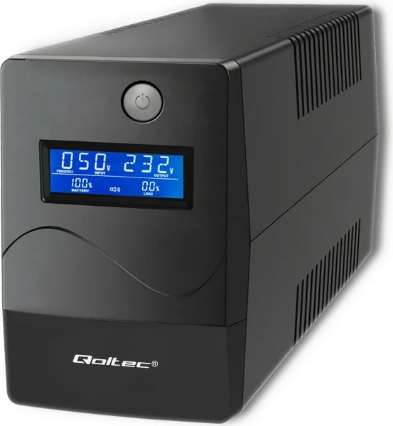 UPS Qoltec 53977, 450VA, 240W, LCD, USB, RJ45, e zezë