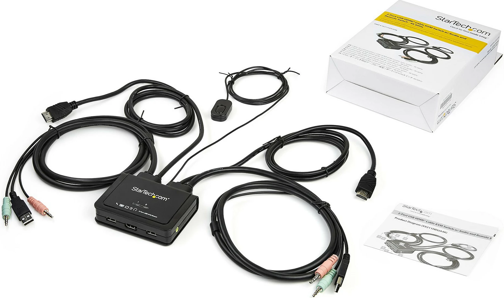 Switch KVM HDMI StarTech SV211HDUA4K, 2-Port, 4K 60Hz, USB, Audio 3.5mm, i zi