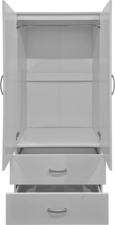 Dollap me dy dyer dhe dy sirtarë, i bardhë, Alvia, 80x51.5x180cm