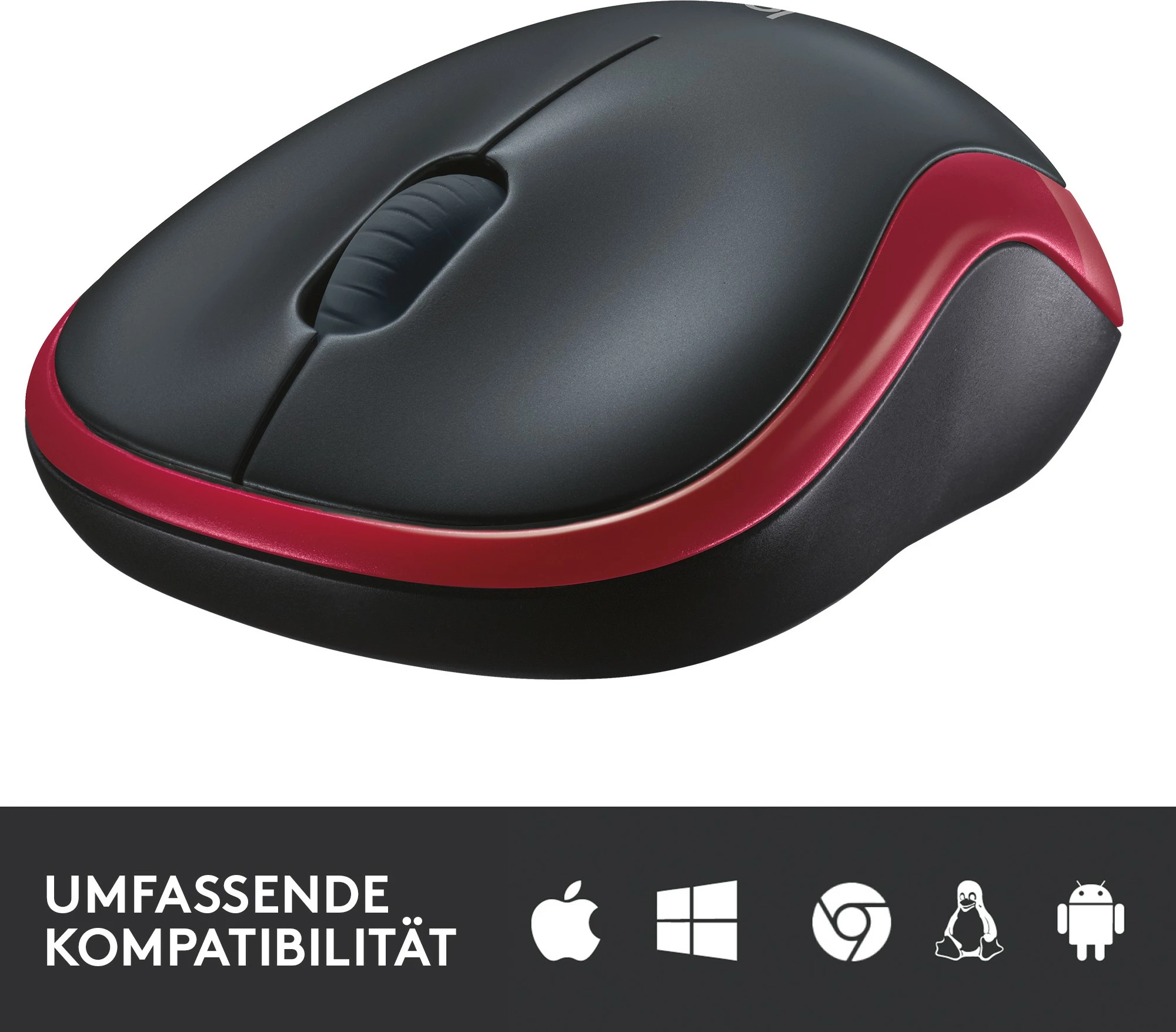 Maus Logitech Wireless M185, Optik, RF Wireless, 1000 DPI, Zi, Kuq