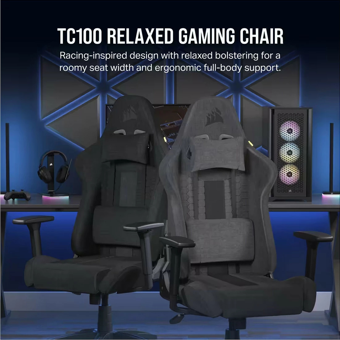 Karrige gaming Corsair TC100 RELAXED, stof (fabric), e zezë