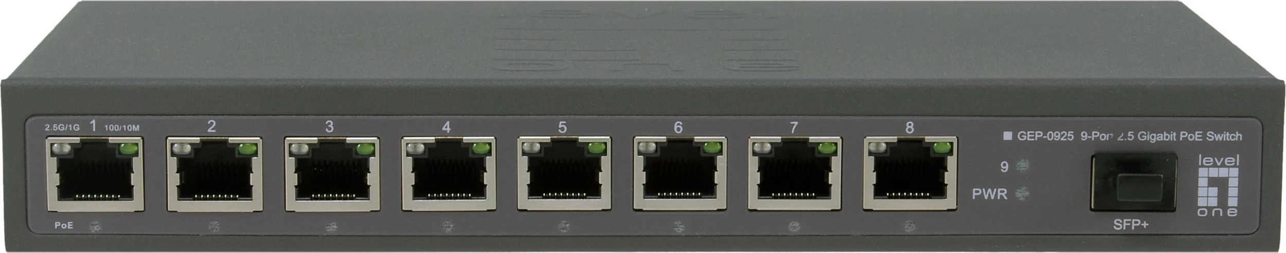 Switch LevelOne GEP-0925, 8x 2.5G PoE, 10G SFP+, fanless, gri
