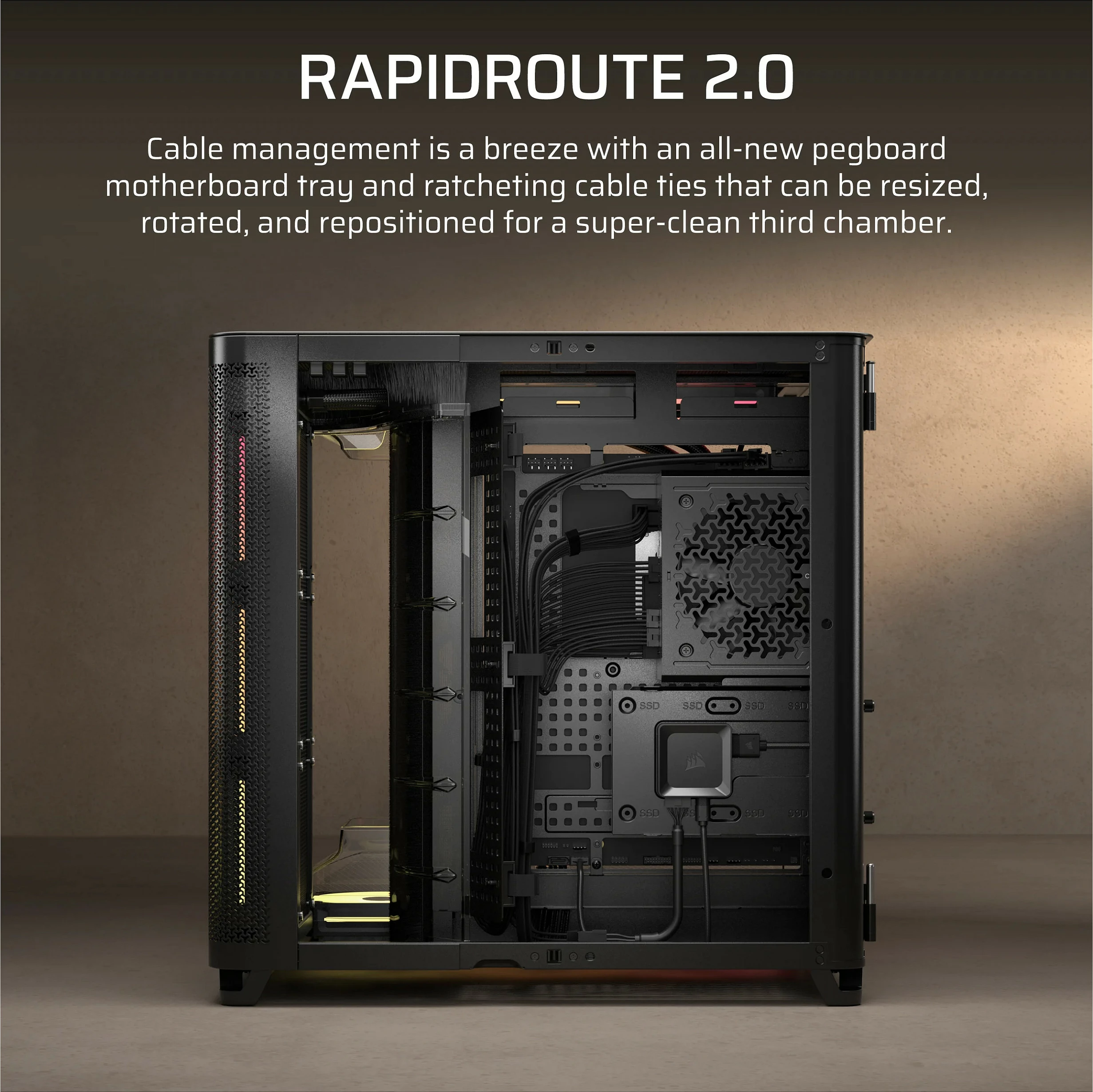 Kasë Corsair Air 5400 LX-R RGB iCUE LINK, Midi Tower ATX, xham i kalitur, 3x120mm, e zezë
