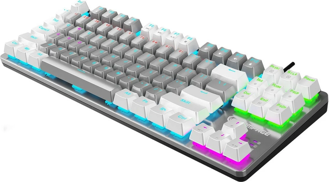 Tastierë mekanike Rampage Snug RGB KRGD Blue, 80%, anglisht, bardhë-gri