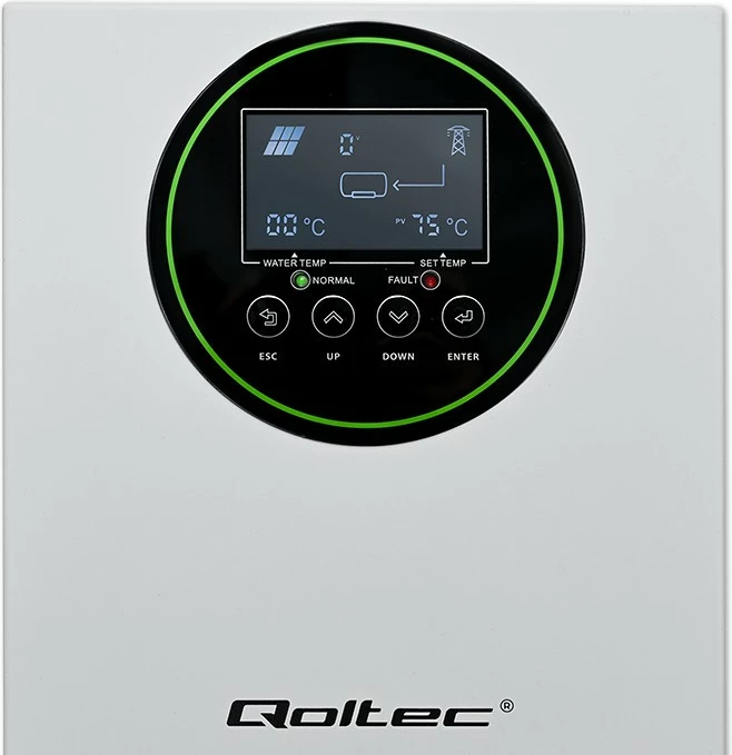 Inverter solar Qoltec 53867, 3kW/4kW, MPPT, BYPASS, LCD, Wi-Fi, Bardhë